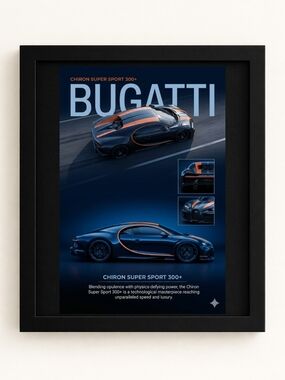 Bugatti Chiron Super Sport 300+ A.I. Art Print In 8x10 Frame